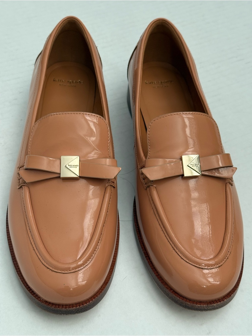 kate spade Beige Bow Leather Loafers Size 11 NEW - Picture 3 of 13